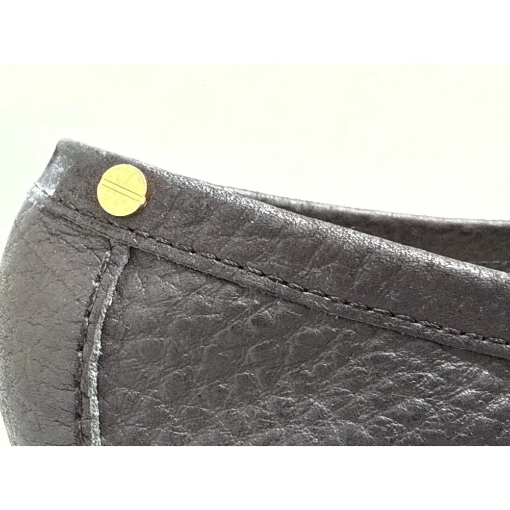 ✿ Tory Burch Black Leather Logo Ballet Flats Gold Plate Size 8M